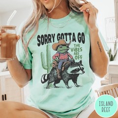 Western Cowboy Frog Raccoon Shirt Funny Graphic Tee Sarcastic Quote