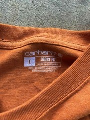 Carhartt Men’s L Orange Cotton Knit Paisley Pocket Crew Neck T-Shirt Loose Fit