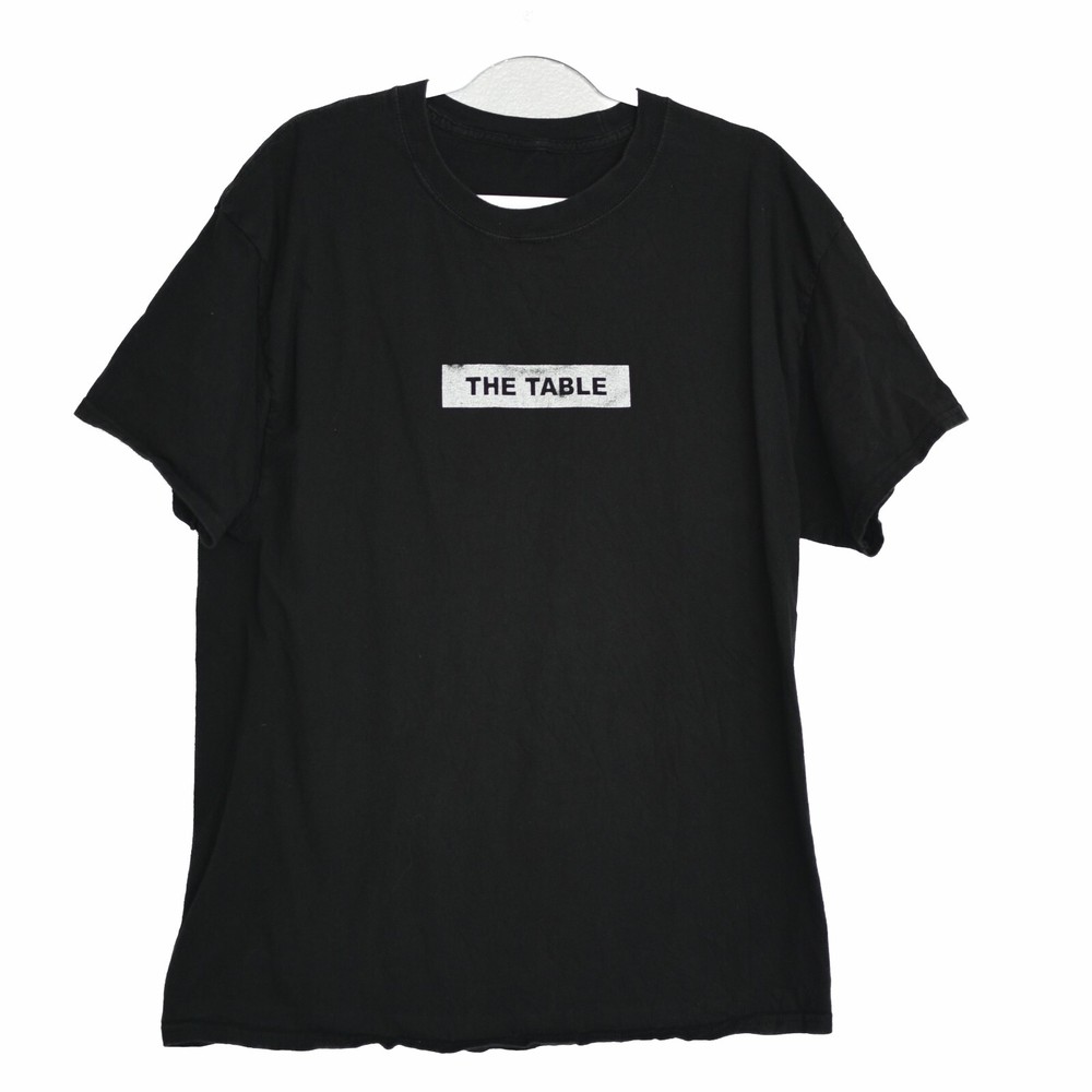 Mens Plain Black Classic Graphic T-Shirt The Table Crewneck Short Sleeves Sz XL
