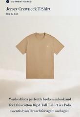 Polo Ralph Lauren Cotton Jersey Crewneck T-Shirt Tan Big & Tall 2XB Short Sleeve