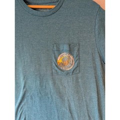 PATAGONIA Men’s Teal Pocket T Ocean Mountains Small (Slim Fit) $45 Retail Blue