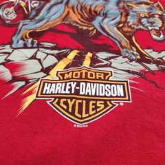 Harley Davidson Shirt Men 2XL Motorcycle Wolf Patriot Logo Biker Cotton