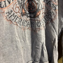 Affliction Shirt Mens XL Thermal Gray Y2K Skull Cross Wings Grunge Reversible