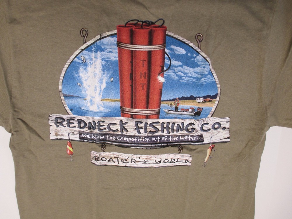 Redneck Fishing T-Shirt TNT 36″ Chest Med Boater’s World Prefade Screen Print