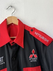 Mitsubishi Ralli Art Motor Sports Mechanic Shirt Michelin SIZE XL Red Black