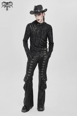 Devil Fashion Men Black And Gray Striped Gothic Asymmetric Hooded T-Shirt Tops