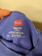 Hanes Tagless 6.1 Men’s Blue Tierra Del Sol 4×4 Graphic Tee L Crew Neck