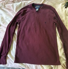 Polo Ralph Lauren Shirt Men’s S Burgandy Pony Logo Waffle Thermal Knit~L@@K!!!!
