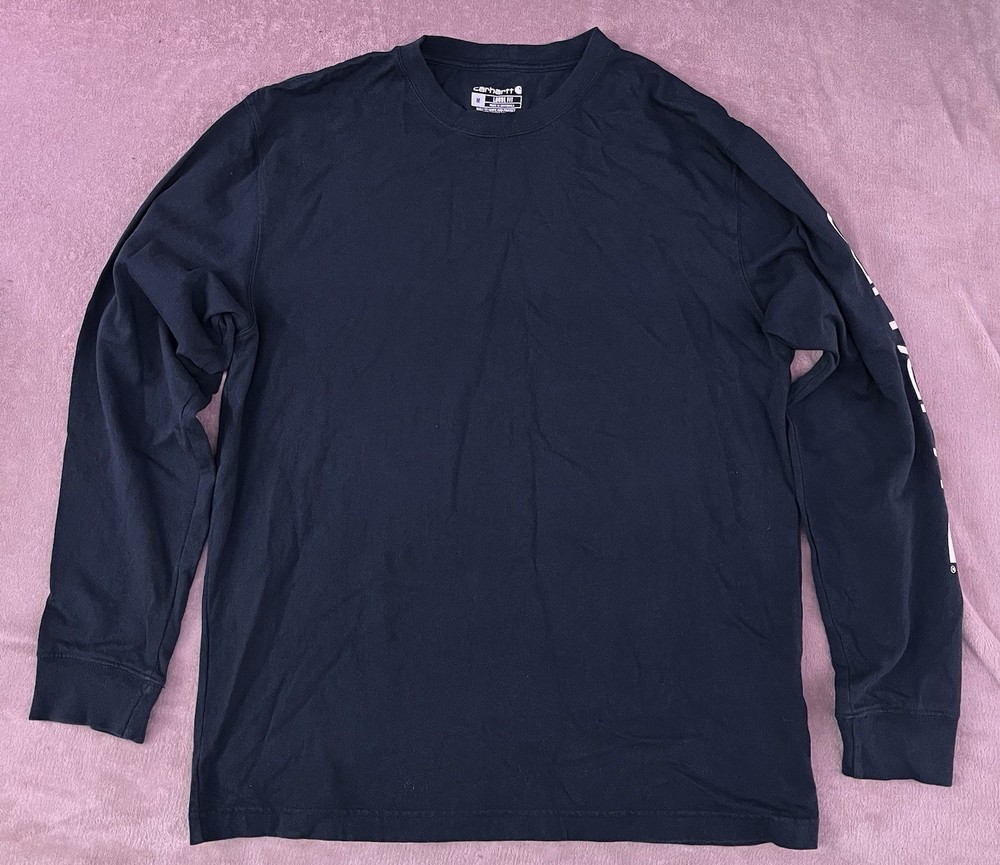 Carhartt Men’s Navy Long Sleeve Loose Fit Logo T-Shirt TK0231-M Size M