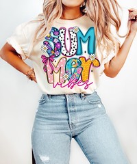 Summer Vibes Shirt Retro Floral Beach Vacation Sunshine Unisex Graphic Tee
