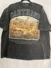 Men’s Cotton Jersey Acid Wash Carthage Graphic T-Shirt Crew Neck Black L