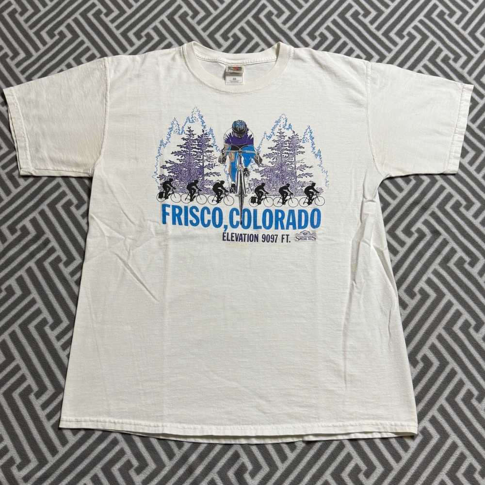 Vintage Frisco Colorado Cycling Biking T-Shirt White Large