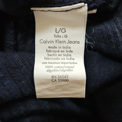 Calvin Klein Zipper Pocket Long Slv Shirt Dark Blue Black Marled Striped Sz L