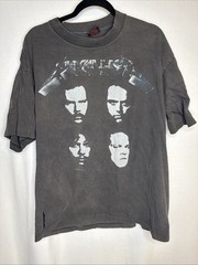 Vintage Metallica Shirt Mens XL Black 90s 1991 Tour Back Hit Album Faces Band