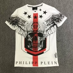 PHILIPP PLEIN INDIAN T-SHIRT PHILIP SKULL RHINESTONE SKULL POLO T-SHIRT