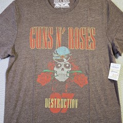 LUCKY BRAND Guns n Roses Mens Large Brown Casual Metal Music Rock Skull NWT