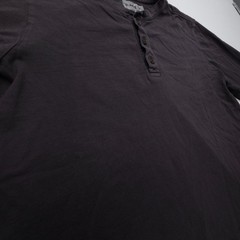 Pact Organic Cotton Softspun Long Sleeve Henley Shirt Mens Medium Faded Black