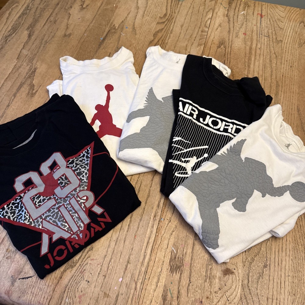 Lot: 5 Jordan Brand Graphic T-Shirts Size Large L Black White Red Jumpman Flight