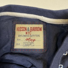 Hudson & Barrow Shirt Men’s Large Navy Geometric Short Sleeve Pocket Tee NEW