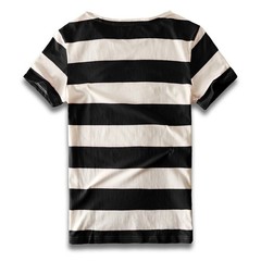 Zecmos Striped T Shirt for Men Crew Neck Slim Fit Wide Stripe Tee Cotton Top