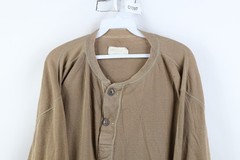 Vtg USGI Mens XL Thrashed Wool Blend Ribbed Knit Henley Undershirt T-Shirt USA