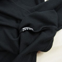 Fabletics Shirt Mens Medium Black Henley Thermal Waffle Cotton Long Sleeve A1