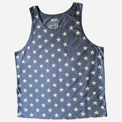 Mad Engine Men’s 2X Blue/White Stars Pocket Round Neck Sleeveless Tank Top