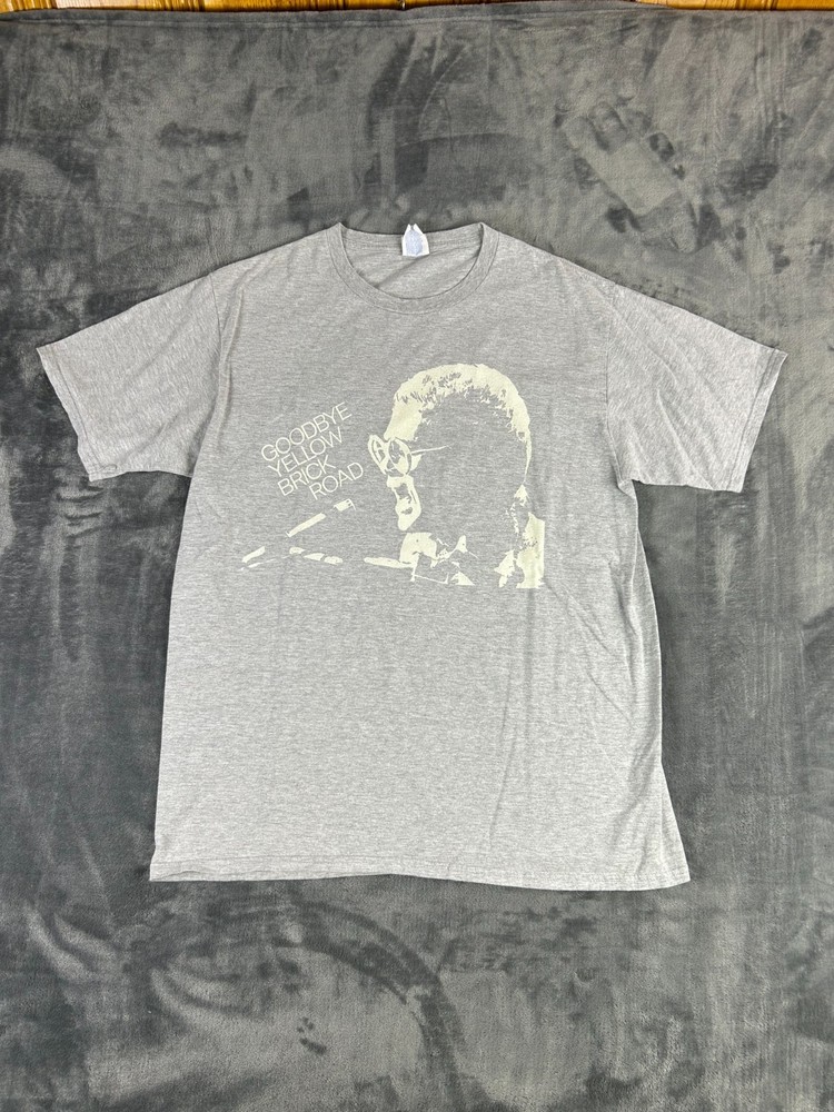 Vintage Goodbye Yellow Brick Road Elton John Tribute Shirt Gray Graphic Tee L
