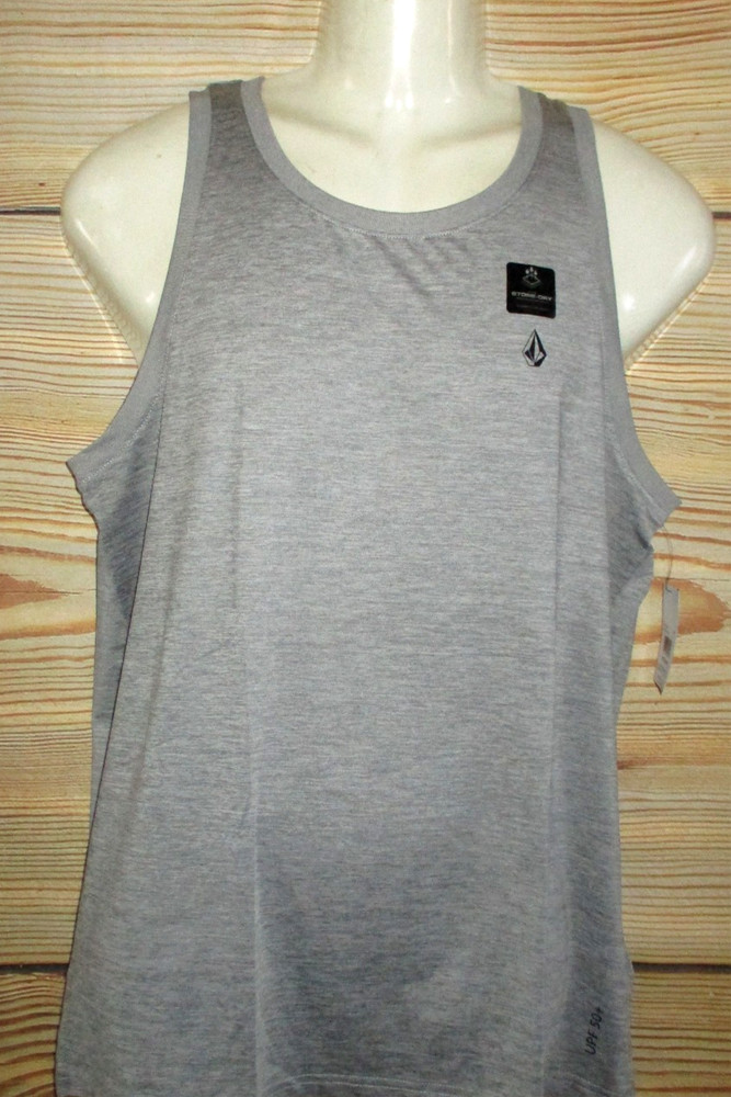 MENS VOLCOM STONE DRY PERFORMANCE ACTIVE GRAY UPF 50+ TANK TOP T-SHIRT SIZE M