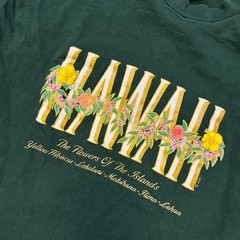 Vintage Hawaii Flower of the Islands Souvenir Single Stitch Green Shirt Size XL
