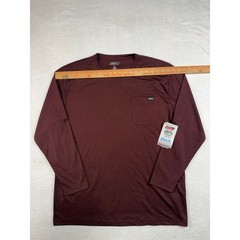 Genuine Dickies Mens XL Long Sleeve Pocket Tee Relaxed Fit Performance Burgundy