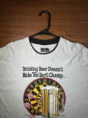Vintage 90s Signal Sports Beer Dart Champ Graphic T-Shirt USA XL Gray 14