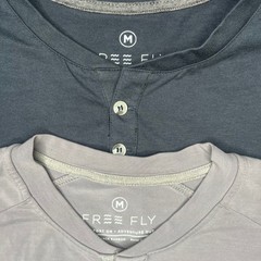 Free Fly Men Bamboo Henley Shirt Bundle Long Sleeve Gray Charcoal Size Medium