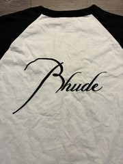 Rhude Raglan T-Shirt Men’s Size M Short Sleeve Embroidered Logo White Black