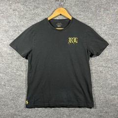Polo Ralph Lauren Shirt Mens Medium Black Custom Slim Fit Embroidered RL