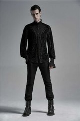 Punk Rave Men Goth Tops Palace Rereo Jacquard Banquet Wedding Long Sleeve Shirt