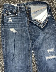 ABERCROMBIE & FITCH Men”s Jeans Classic Straight Distressed Worn Washed 33×32