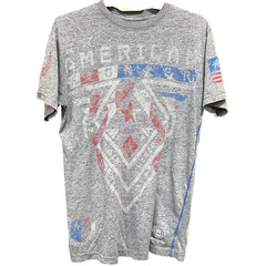 Buckle American Fighter Tee Shirt Men Size S Gray Patriotic Tee Short Sleeve