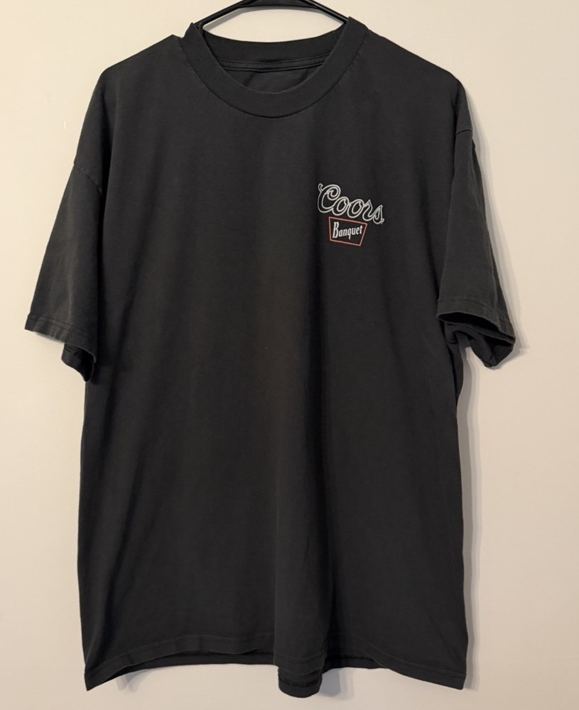 Tee Luv Men’s XL Black Coors Banquet Rodeo Graphic T-Shirt Cotton Crew Neck