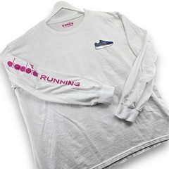 Diadora T-Shirt Men’s XXL White Equipe Atomo Trainer Long Sleeve Graphic Tee
