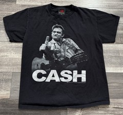 Johnny Cash Zion Rootswear 2009 Middle Finger Graphic T‑Shirt Medium Black