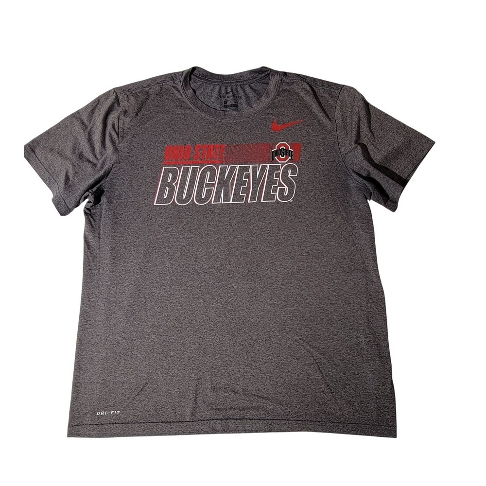 Nike Ohio State Buckeyes Dri-FIT Shirt Mens Large Grey Heather Graphic T-Shirt