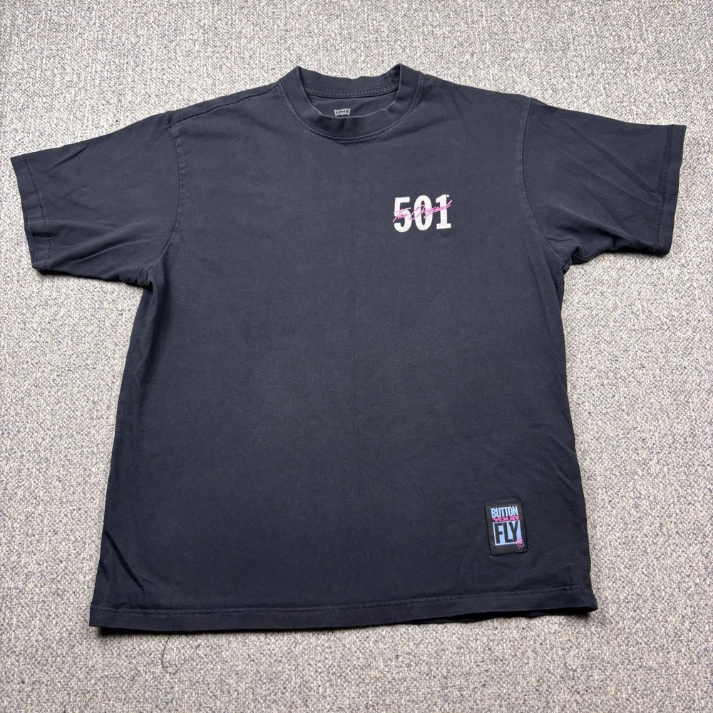 Levi’s 501 Vintage On The Fly Graphic T-Shirt Black Men’s Size Small