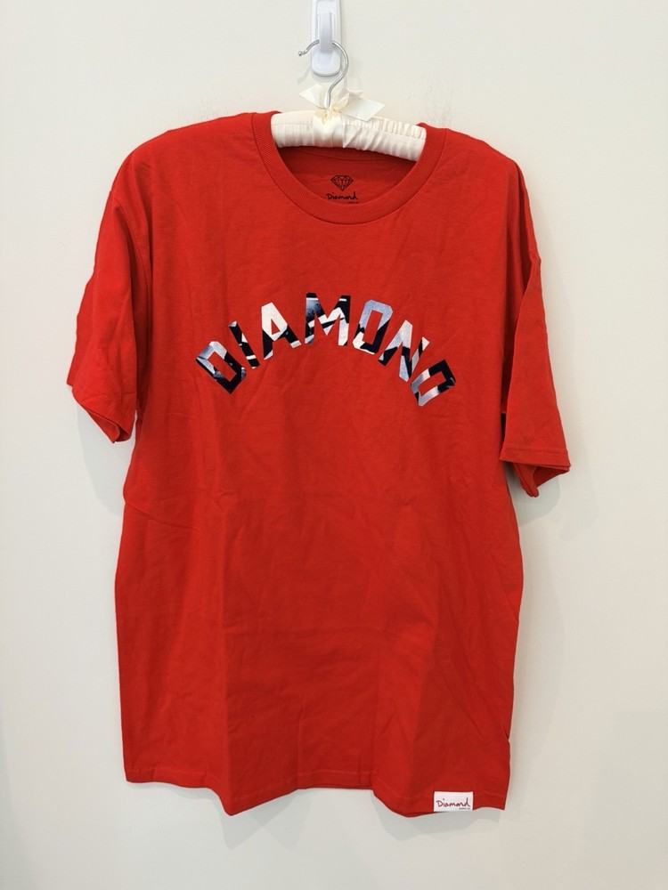 Diamond Supply Co. T-Shirt Diamond Print Mens L Red Short Sleeves Crew Neck NEW