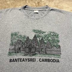 Vintage 90s Cherokee T Shirt L Gray Cambodia Temple Single Stitch Tourist Tee