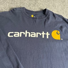 Carhartt Mens XL Long Sleeve Graphic T-Shirt Navy Blue Logo Workwear Tee