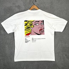 Uniqlo x Roy Lichtenstein T-Shirt Mens Medium White Crying Girl Pop Art Oversize
