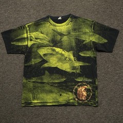 All Over Print Great White Shark Shirt Mens XL Y2K AOP Yazbek Puerto Vallarta