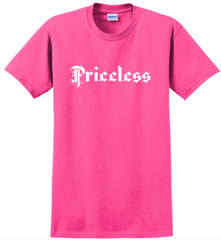 Priceless T-Shirt Short Sleeve Graphic Tee Unisex apparel Text logo design
