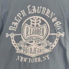 Ralph Lauren Polo Jeans Co T-Shirt Mens M Blue Graphic Crew Neck Short Sleeve